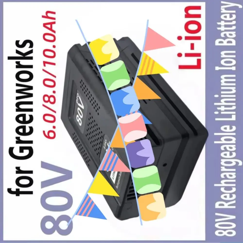 

New For Greenworks 80V 6.0Ah Lithium Ion Rechargeable Battery Replacement for GBA80200 GBA80250 GBA80400 GBA80250 - 100% New