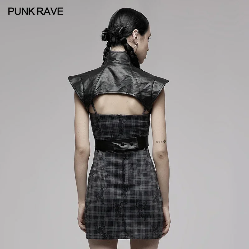 PUNK RAVE-Women\'s Punk Metal Hard Core Wide Shoulder Vest Waist Loop with Etachable Waistbands Sexy Cool Corset Accessories