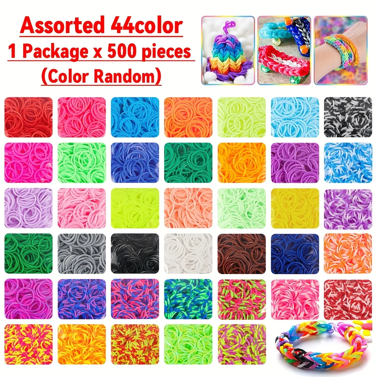 500/7500pcs Rubber Band Bracelet ,Loom Bracelet Making Kit Rubber Bands Refill DIY Bracelet GirlBirthday Gift Toys