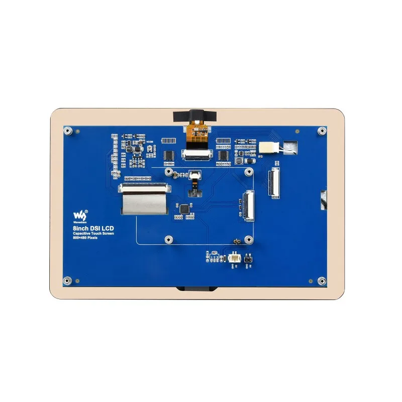 Capacitivo Touch Display para Raspberry Pi, 8 ", 800 × 480, DSI Interface, baixa potência, 5-pontos de painel de vidro temperado