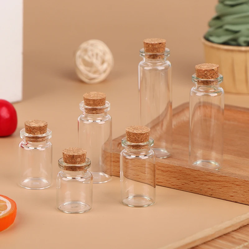 

5Pcs 5/6/8/10/12/15ml Christmas Wish Bottles Glass Bottles Vials Decoration