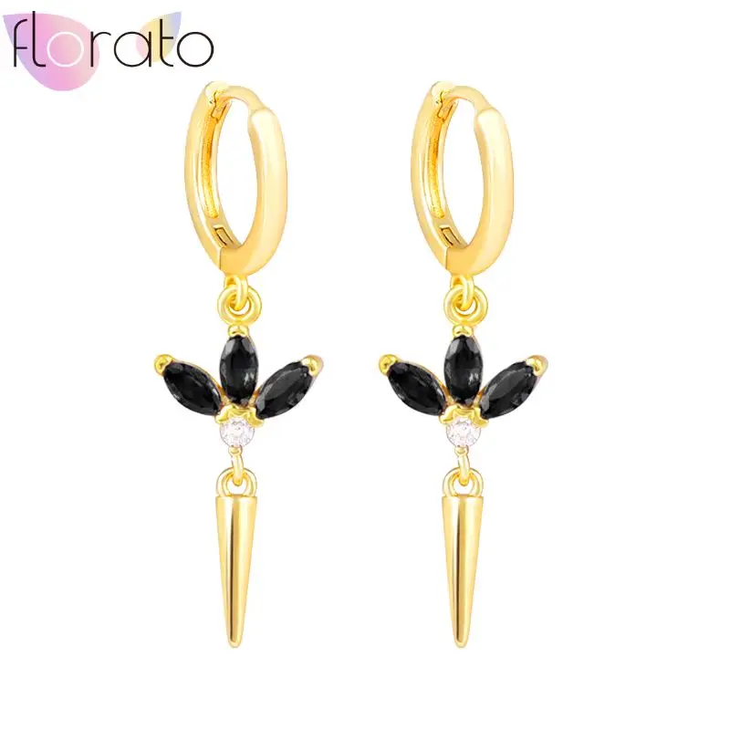 

925 Sterling Silver Needle European American Trendy Mitsubishi leaf Colored Zircon Earrings Women's Gorgeous Wedding Jewelry