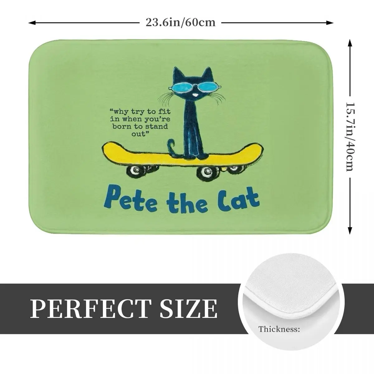 Pete The Cat Playing Guitar Non-slip Doormat Floor Mat Water oil proof Carpet Rug for Kitchen Entrance Home Bedroom Footpad Mats