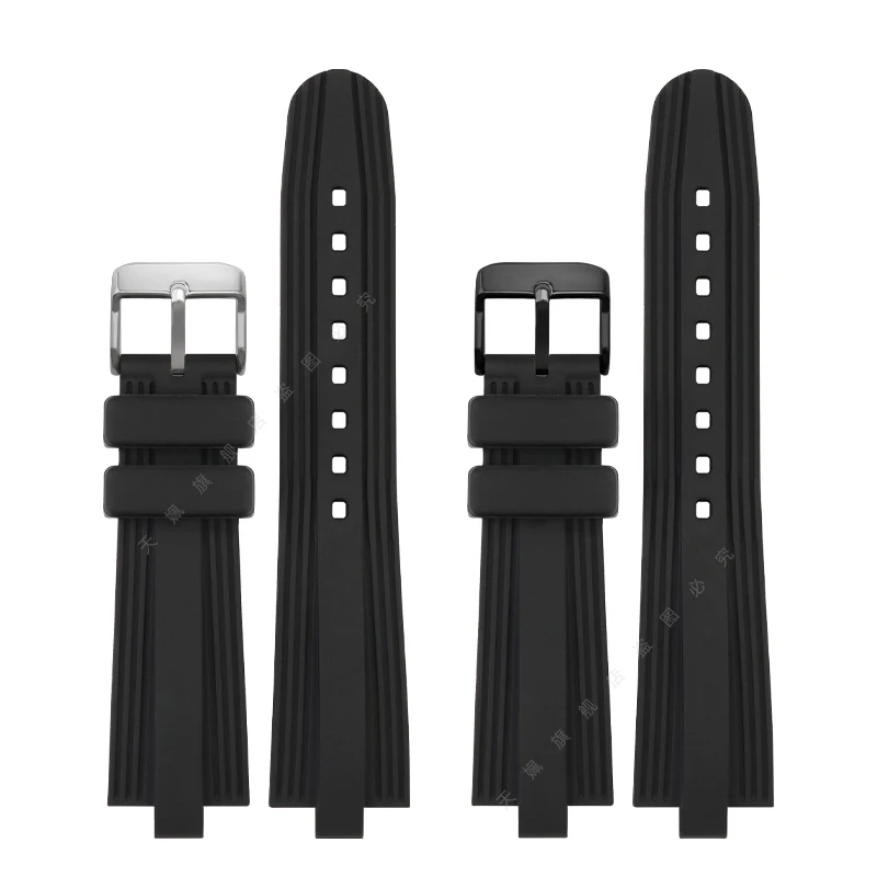 Convex rubber strap For Bvlgari Diagono 22*7mm 8MM 9mm silicone black watch chain men 22mm 26mm watch strap accessories bands