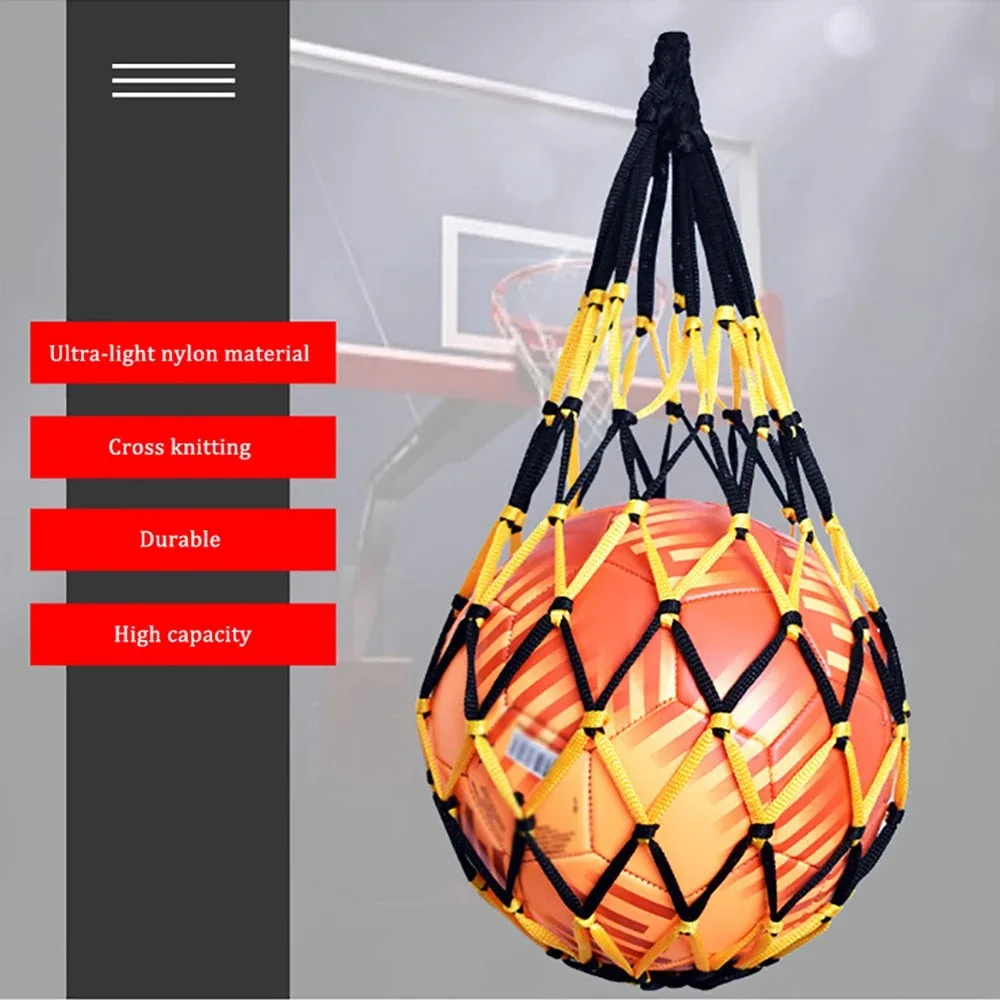 Nylon Basketball Carry Bag Youth Football Self Trainer Kick Net Soccer Volleyball Drawstring Ball Storage Bag