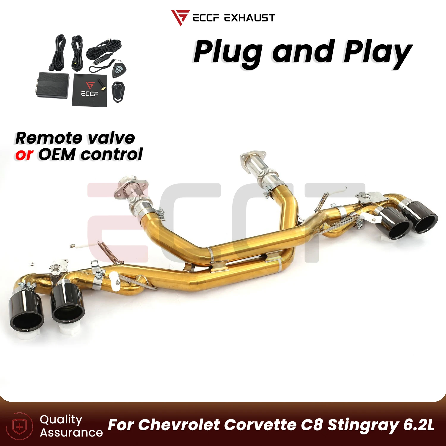 Sporty Titanium Radiant Gold Catback Exhaust For Corvette C8 Stingray 6.2L Aggressive Sound Plug and Play Performance Upgrade