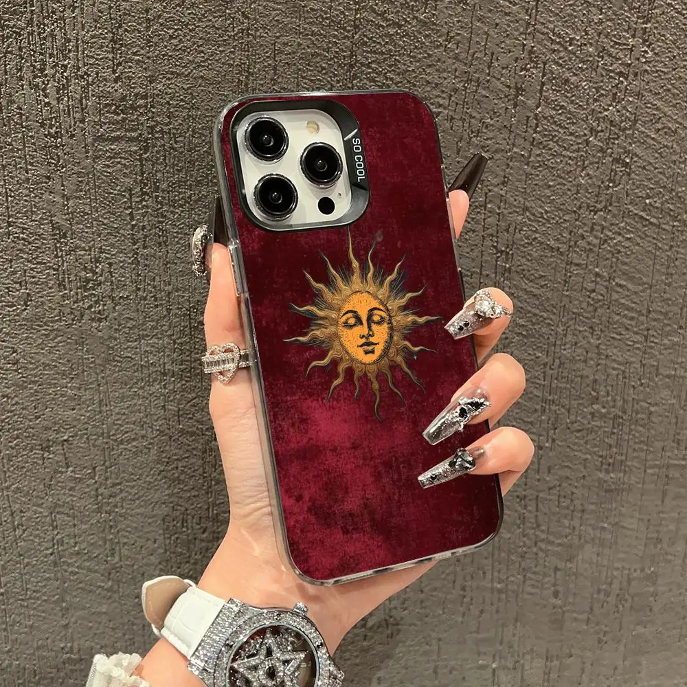 

Red Sun phone case suitable for iPhone 16 15 14 13 12 11 Pro/Max/Plus shockproof back cover and anti drop