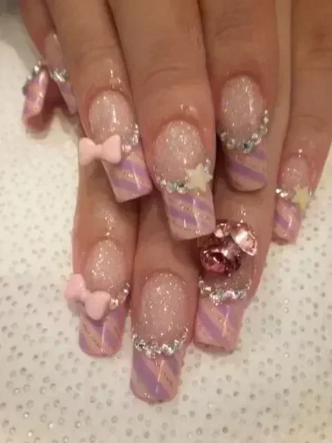 

10Pcs Handmade High-End Vip Custom Press On Fake Nails Long Coffin Acrylic Fake Nails Cartoon Gothfrench Nail Party Sticker