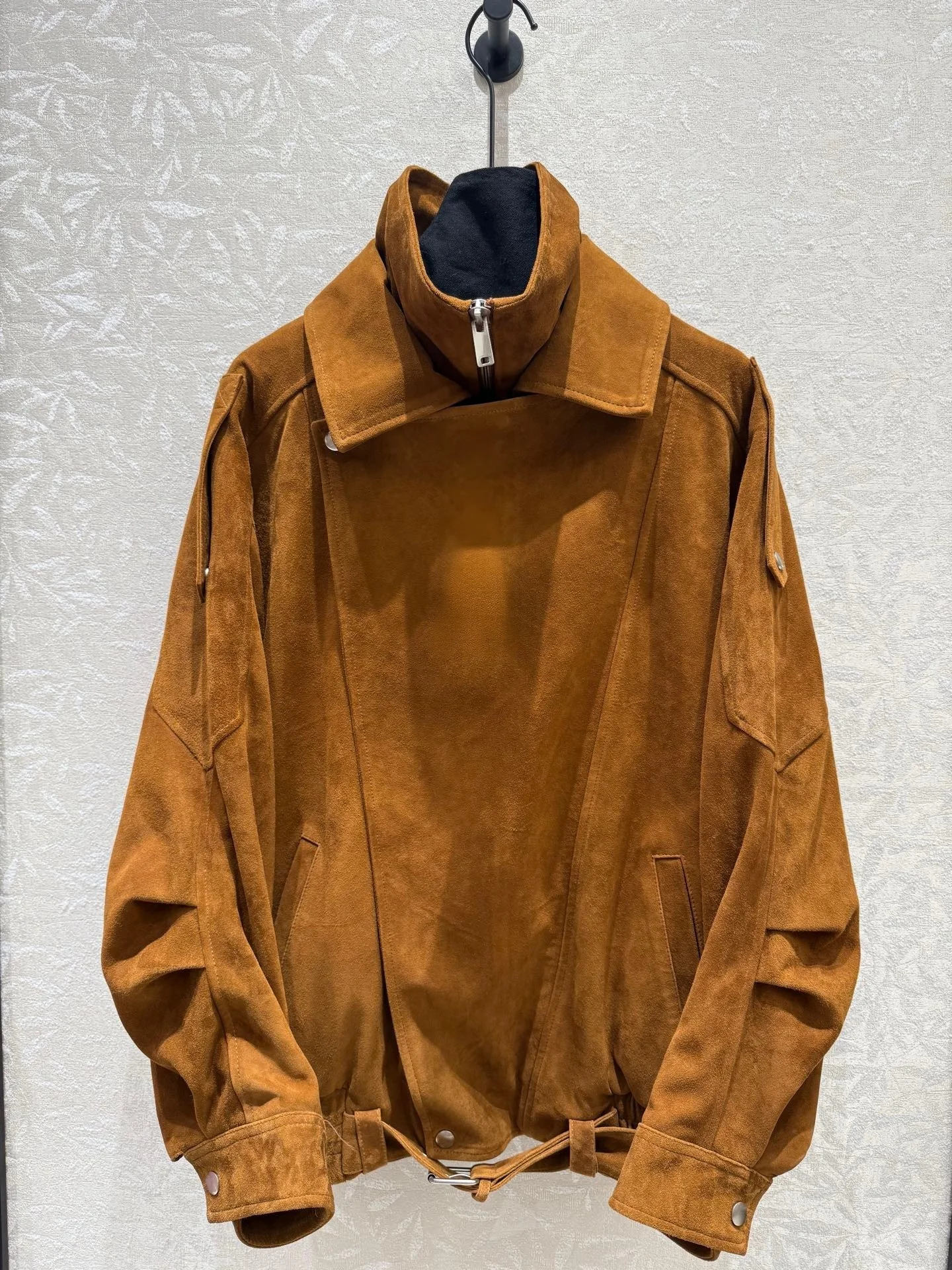 2026 New Style Women's Caramel Suede Jacket Fashionable And Versatile Casual Stand Collar Top