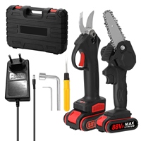 Mini 4-inch Electric Pruner Kit Brushless Pruning Shears and Brushed Electric Chain Saw Set for Tree Trimming and Branch Cutting