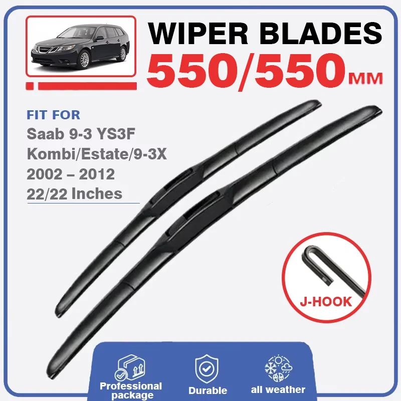 Front Rear Wiper Blades For Saab 93 9 3 9-3 2002 - 2012 YS3F Kombi Estate 93x 9-3X Window Cutter Windshield Windscreen Brushes