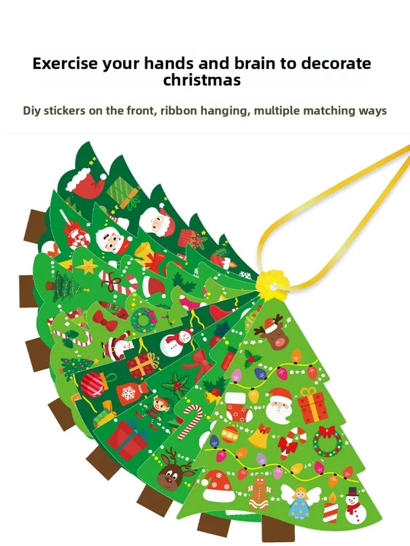 2025 New Cartoon Christmas Tree Theme Holiday DIY Card Sticker Ribbon Decoration Christmas Gift