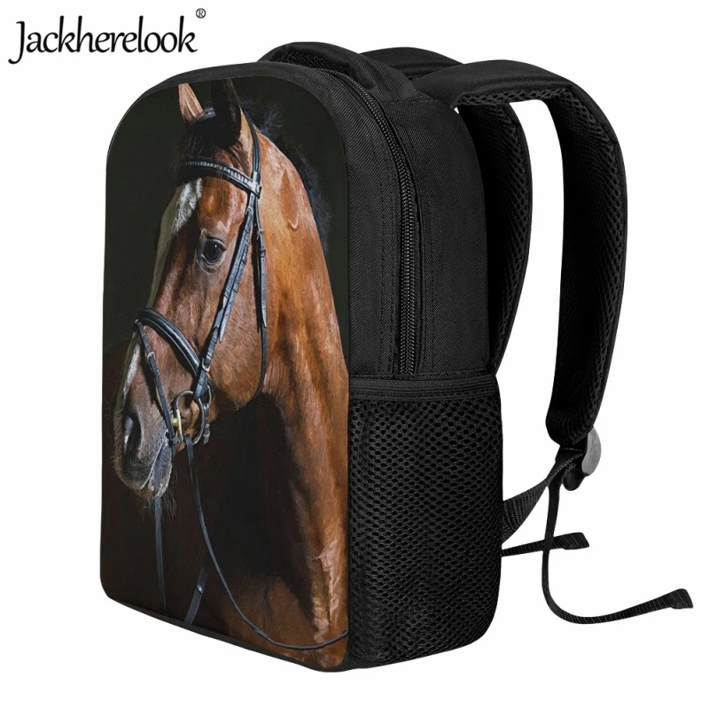 Jackherelook 3D Printing School Bags for Kindergarten Kids Fashion New Hot Sale Animal Horse Design Bookbag Kids Travel Backpack