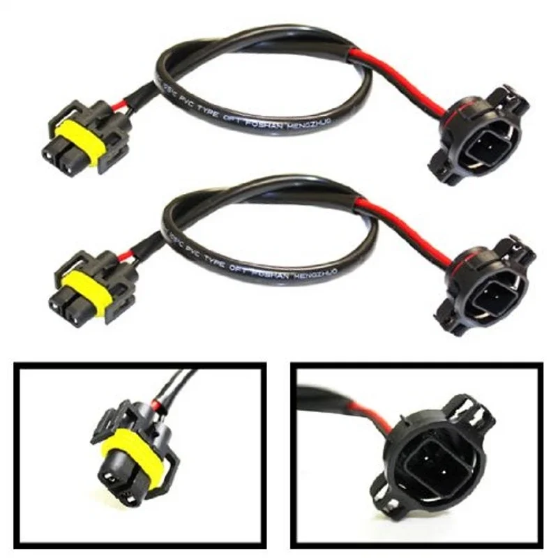 Set of 2 - H11 (or H8/880/881) to PSX24W 5202 (H16) Wiring Pigtail Conversion Harness Connector Wire Adapter Socket Plug Cable