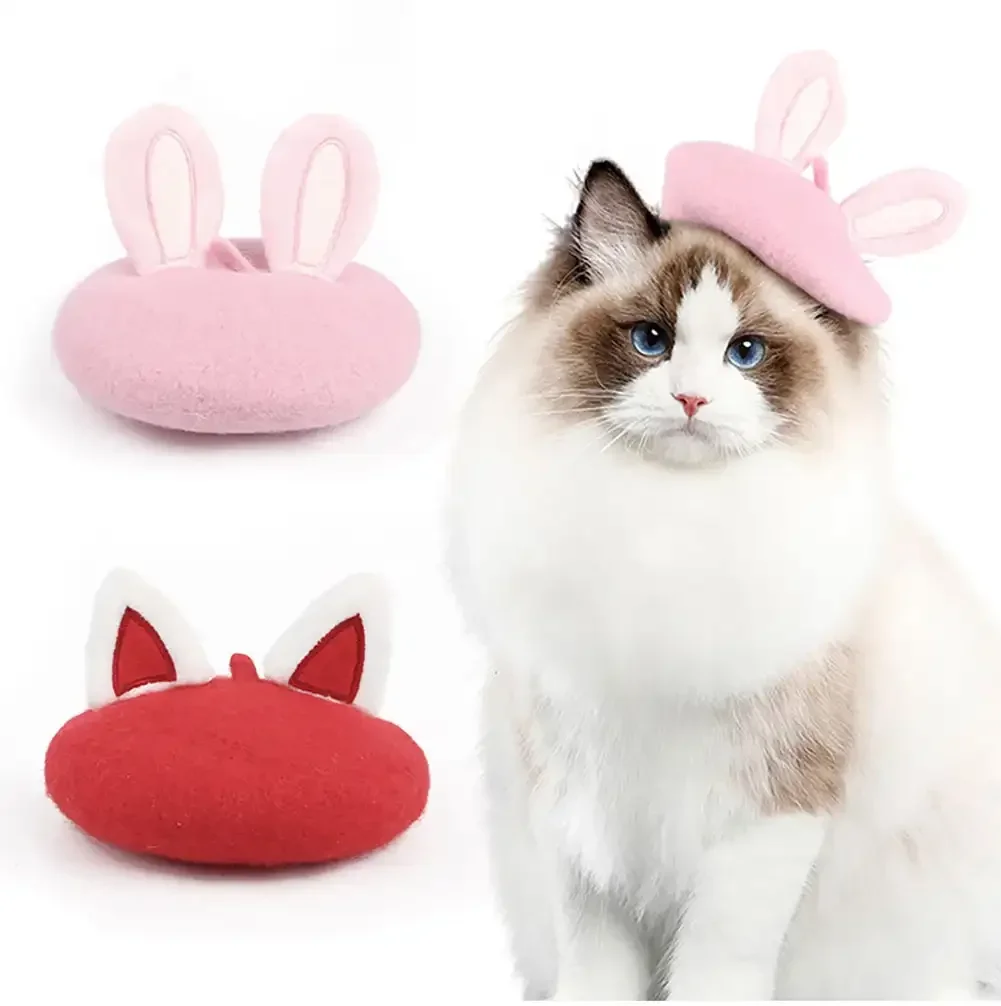 Pet Hat Solid Color Painter Wool Cap Dog Rabbit Beret Mini Decorative Photo Headwear Pet Memorial Christmas Luxury Designer Hats