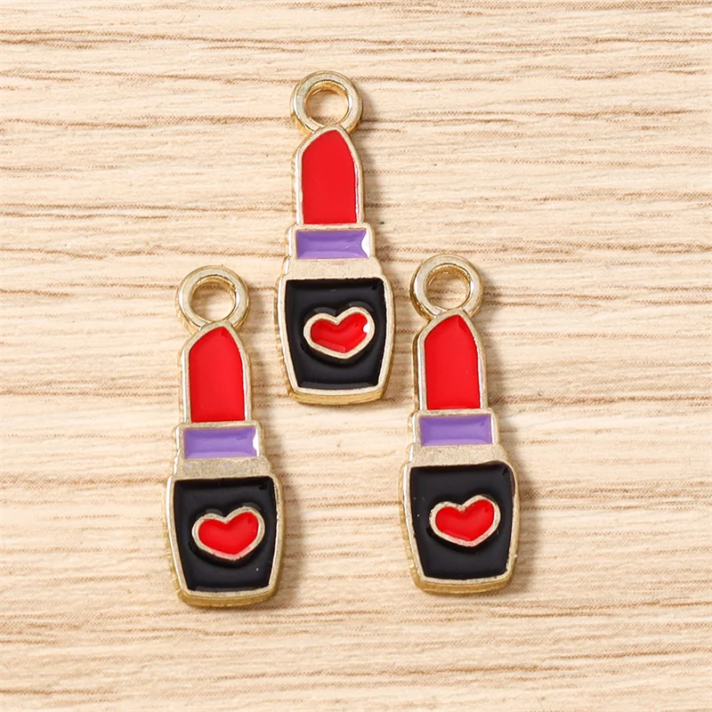 Tusember 10 Stück Niedliche Kristall-Lippenstift-, Handtaschen-, Schuh- und High-Heel-Anhänger für Halsketten, Ohrringe, Armbänder und Bastelarbeiten – Detail 31