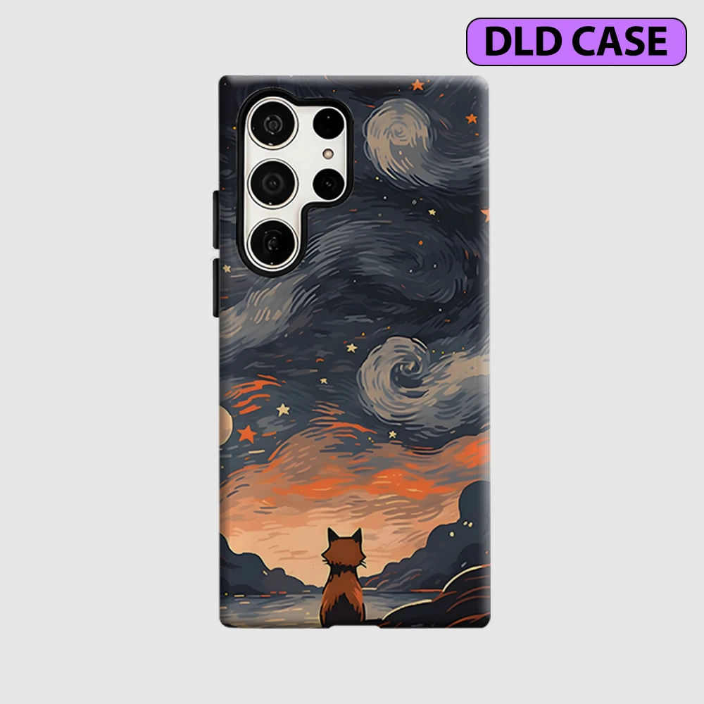 Starry Fox Phone Case for Samsung Galaxy S26 S25 Ultra S24 S23 Ultra Plus Shockproof Double Layer Tough Back Cover