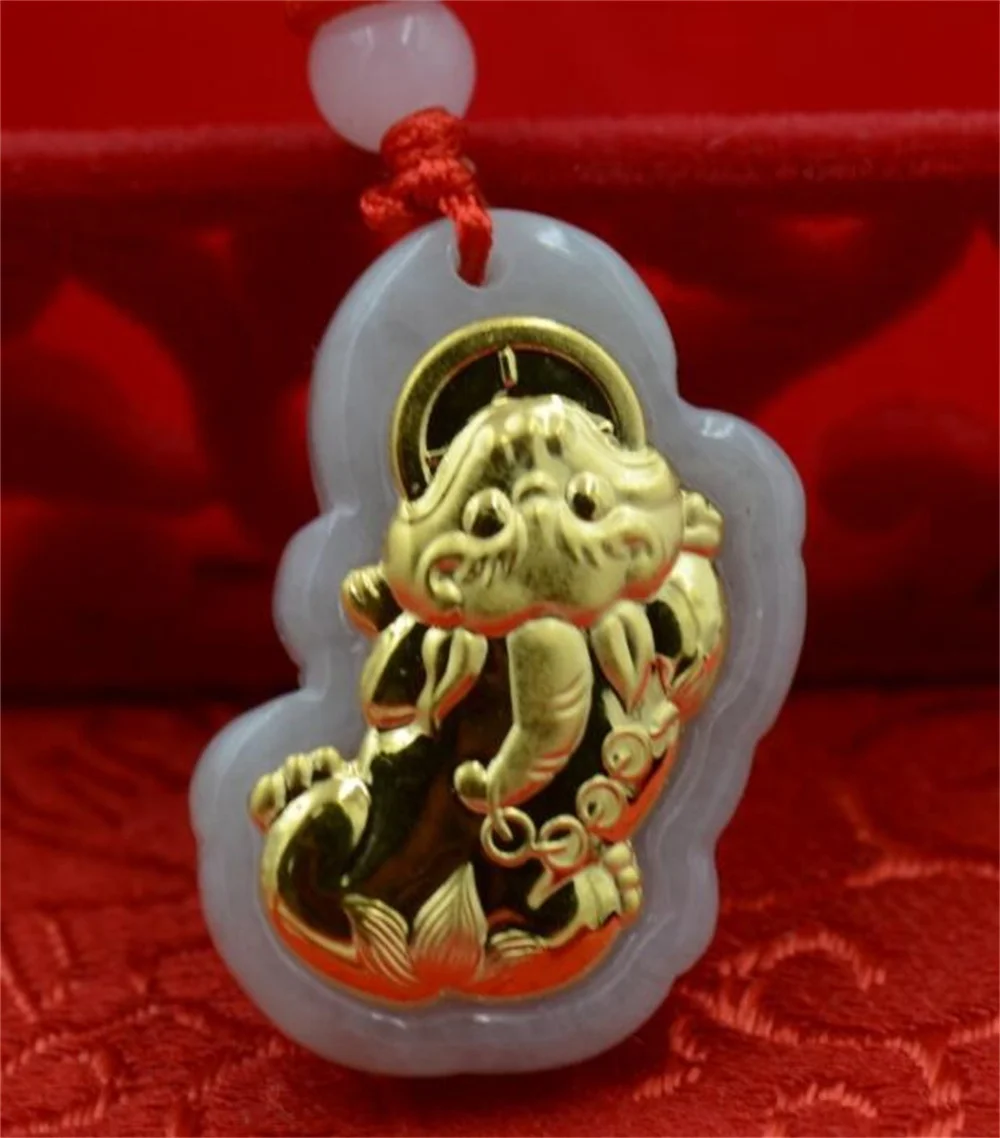 

Natural White Grade A Jadeite 18K Solid Gold Chinese Lucky Coin PiXiu Jade Pendant Amulet Necklace Trendy Jewelry Certificate