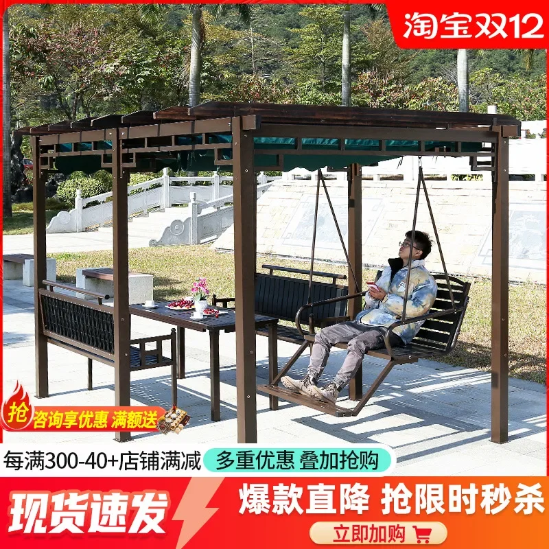 Grape rack courtyard preservative wood outdoor pavilion swing shading canopy carbonized wood plastic wood climbing