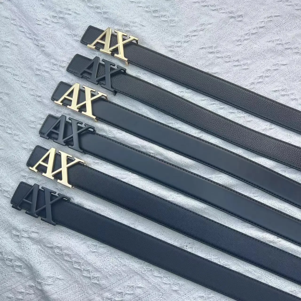 حزام رجالي جديد عبر الحدود لعام 2025 - حزام خصر 3.8 سم، إبزيم حرف AX، نمط ليتشي عصري، إكسسوار بسيط ومتعدد الاستخدامات