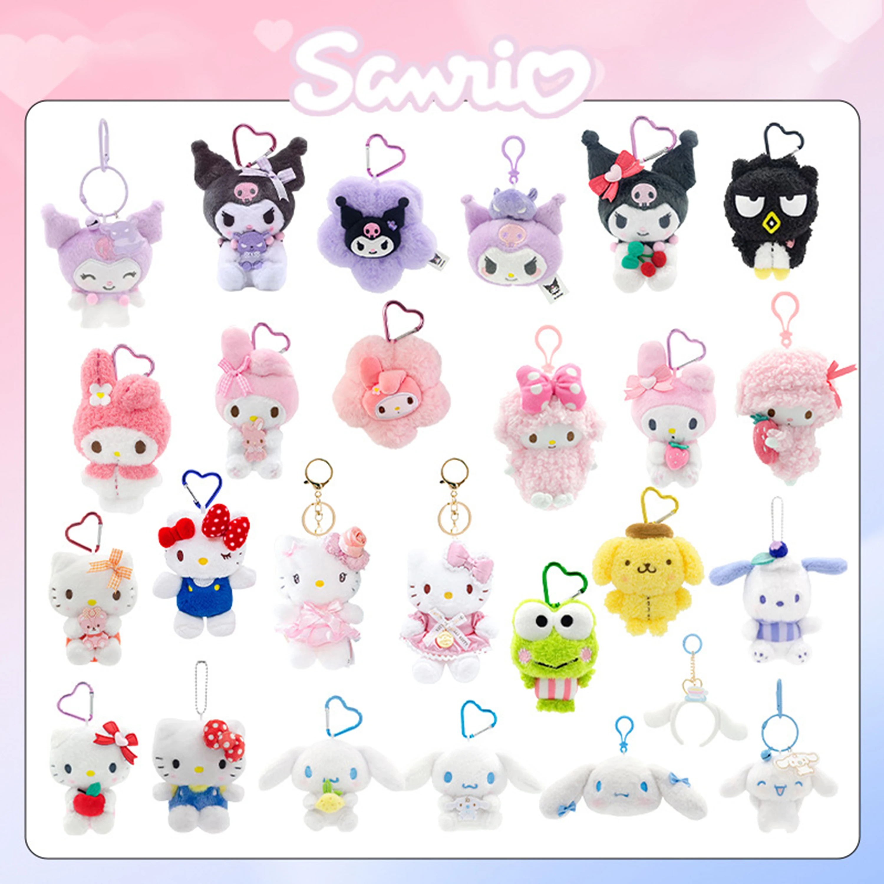 

Genuine Sanrio Hello Kitty Kuromi My Melody Cinnamoroll Pochacco Plush Keychain Cute Bag Pendant Birthday Gift