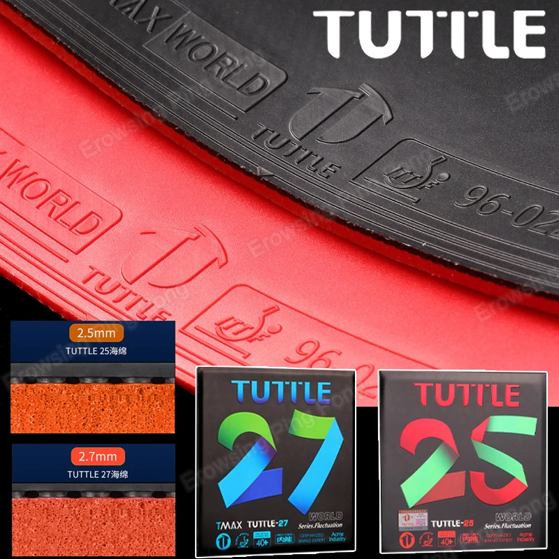 TUTTLE World 25/27 Super Thick Table Tennsi Rubber Sticky Pip-in Ping Pong Rubber with 2.5/2.7mm Sponge Loop Fast Attack