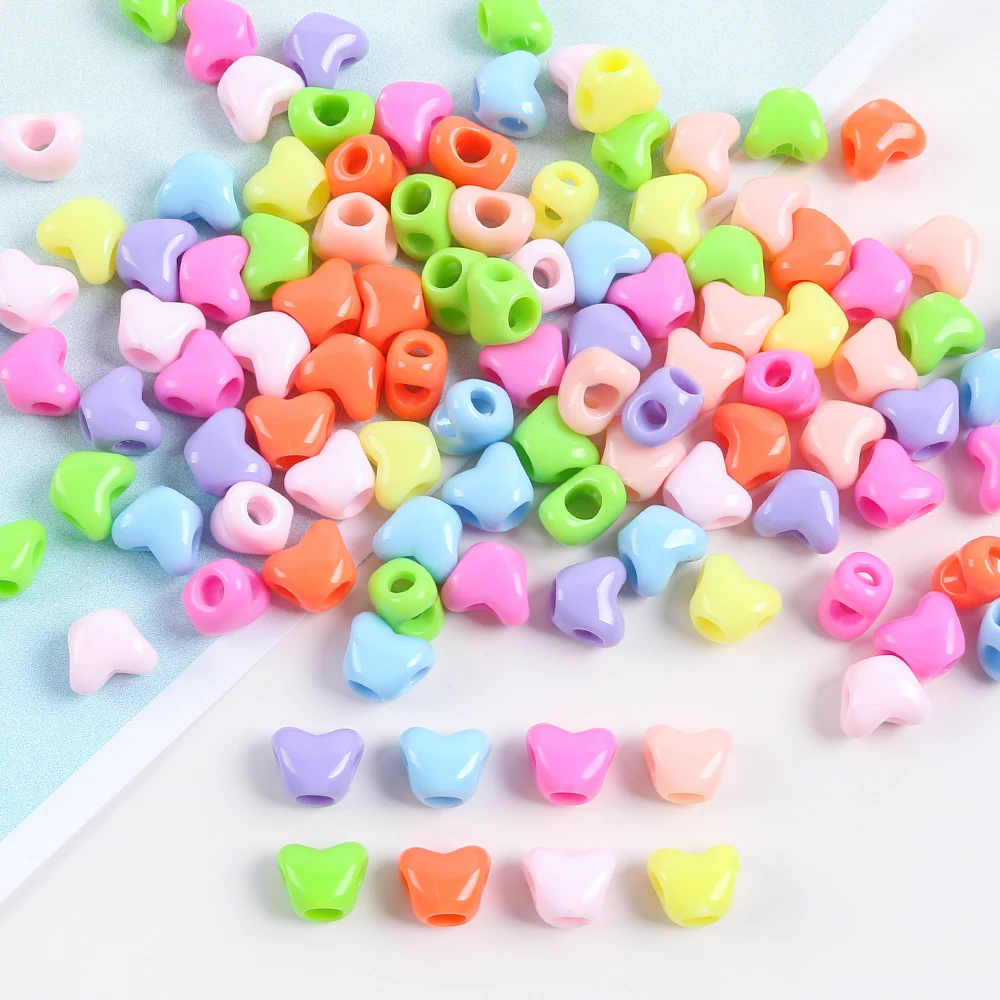 30pcs Acrylic Coloured Heart Shape Four-Hole Bead Diy Handmade Necklace Bracelet Jewellery Clothing Accessories Loose Beads