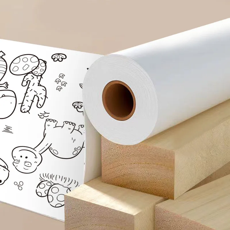 Rollo de dibujo de lienzo de animales para niños, rollo de papel para colorear DIY, relleno de Color, Graffiti, pintura de corte de papel, escuela educativa, 90cm