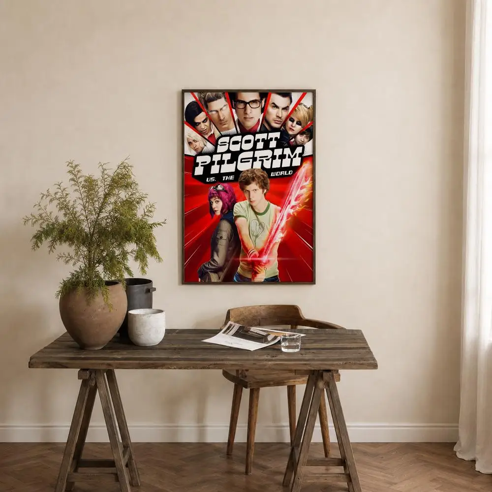 Movie Scott Pilgrim vs. the World Poster Self‑Adhesive Waterproof PP Poster Coffee House Bar Wall Art Sticker Room Home Decor