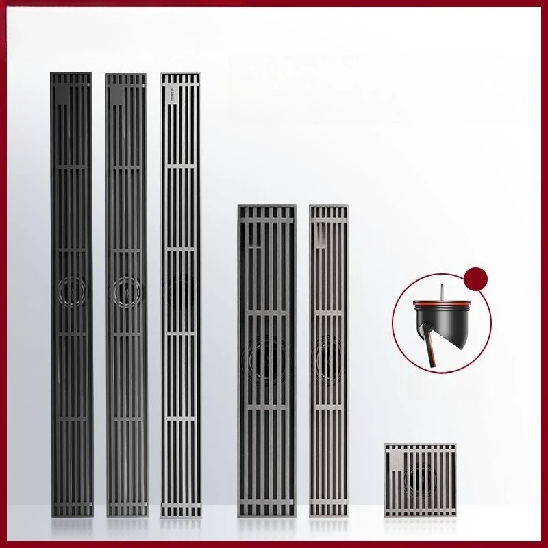 

Длинный узкий ультратонкий слив для пола из нержавеющей стали, против запаха и обратного потока, минималистичный невидимый стиль для душевой комнаты.