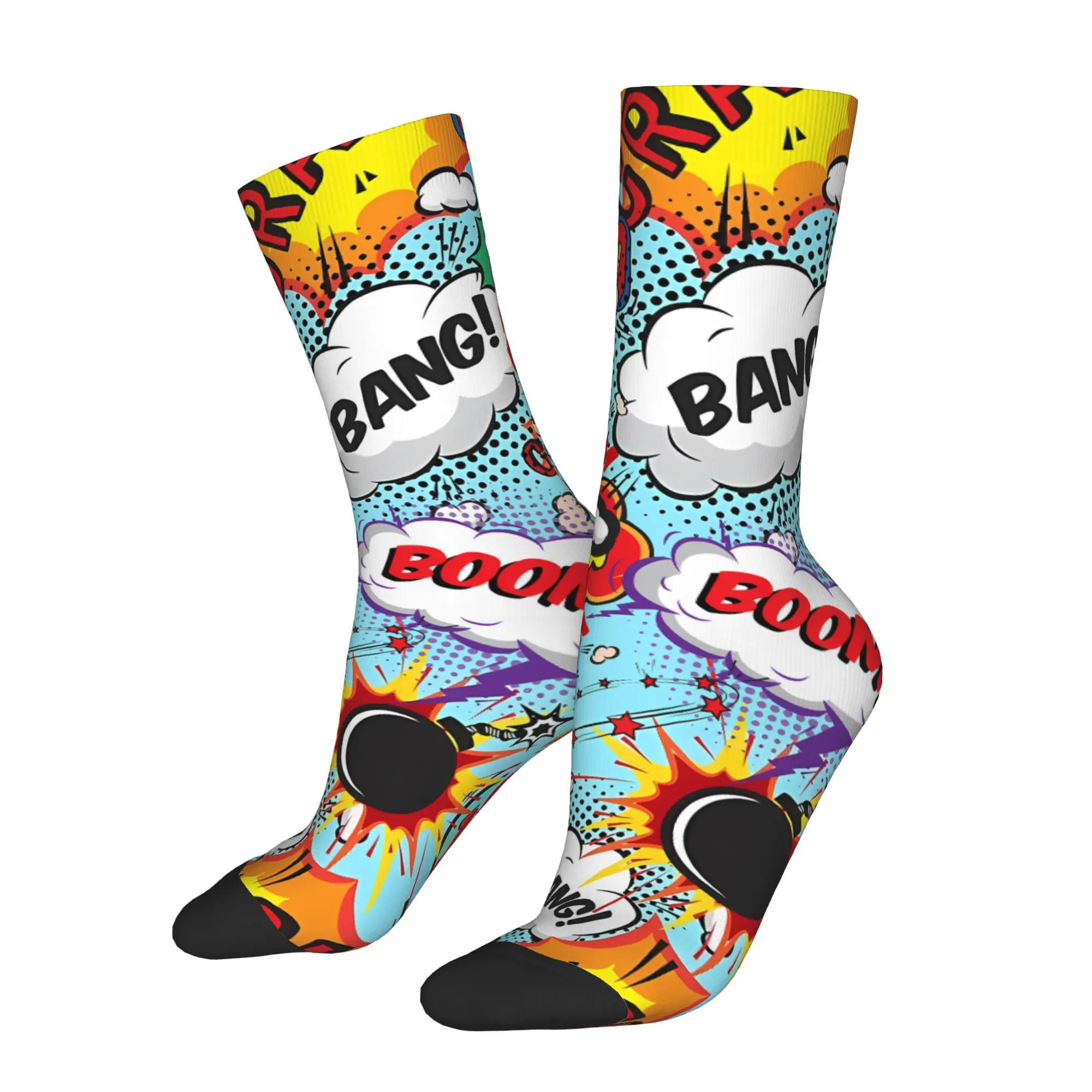 Мужские носки Happy BANG WTF, винтажные повседневные носки в стиле хип-хоп с принтом, подарочный узор