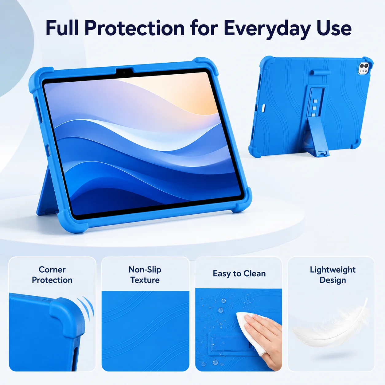 Silicone Case for iPad Pro 2024/2025 11 Inch Shockproof Protective Cover with Pencil Holder and Kickstand with Multi Angle Stand