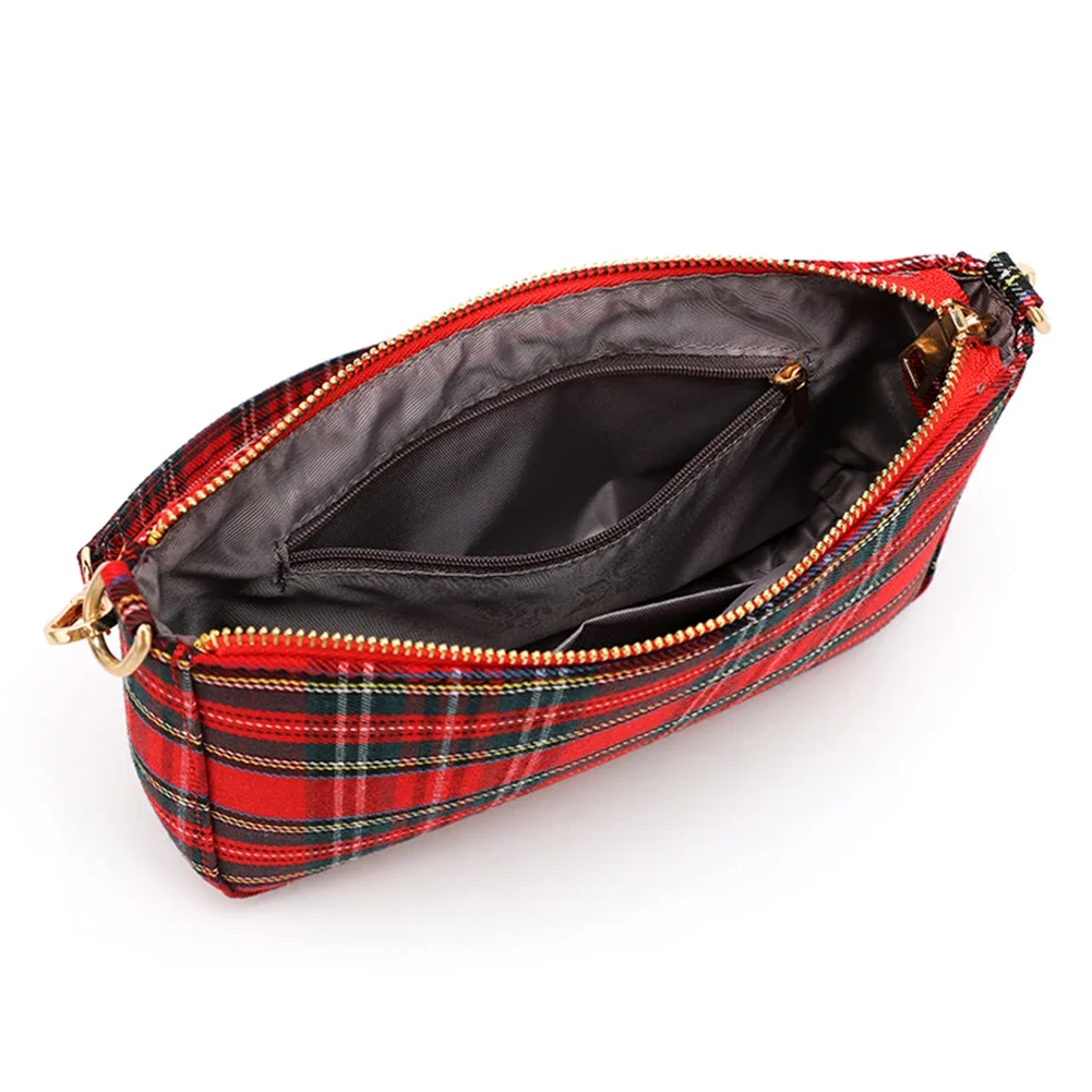 Y2k Bag for Women Fashion Canvas Shoulder Bag Luxury Handbag Design Punk Underarm Bags Purse Tartan Check Striped Crossbody Bag