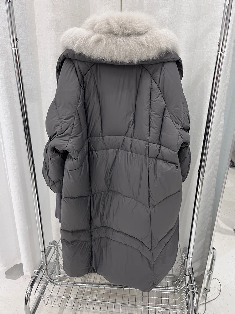 Winter 90% Goose Down Jacket Real Fox Fur Suit Collar Long Thick Warm Women Coat Puffer Jacket Outwear Female Coat