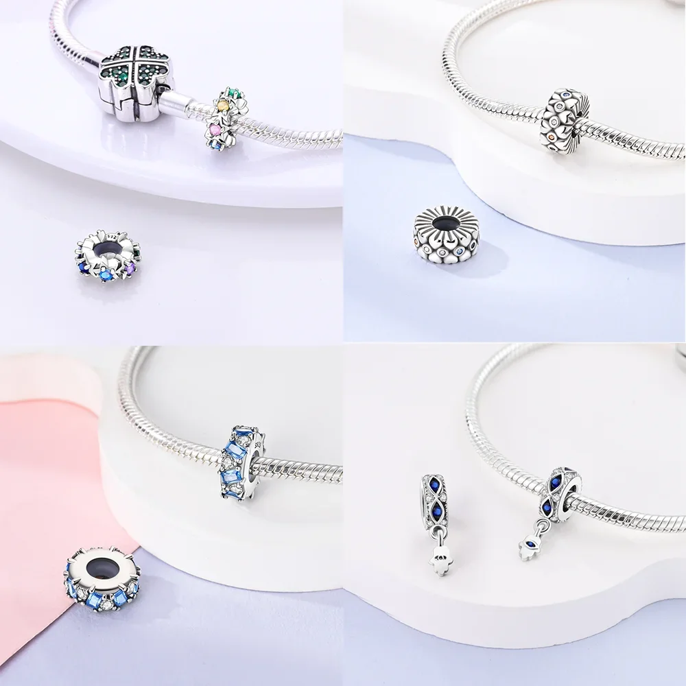 الأصلي 925 فضة الأحمر القلب قلادة الأخضر الزركون فراشة الخرز صالح سوار سحر النساء المجوهرات Diy هدية الإكسسوار