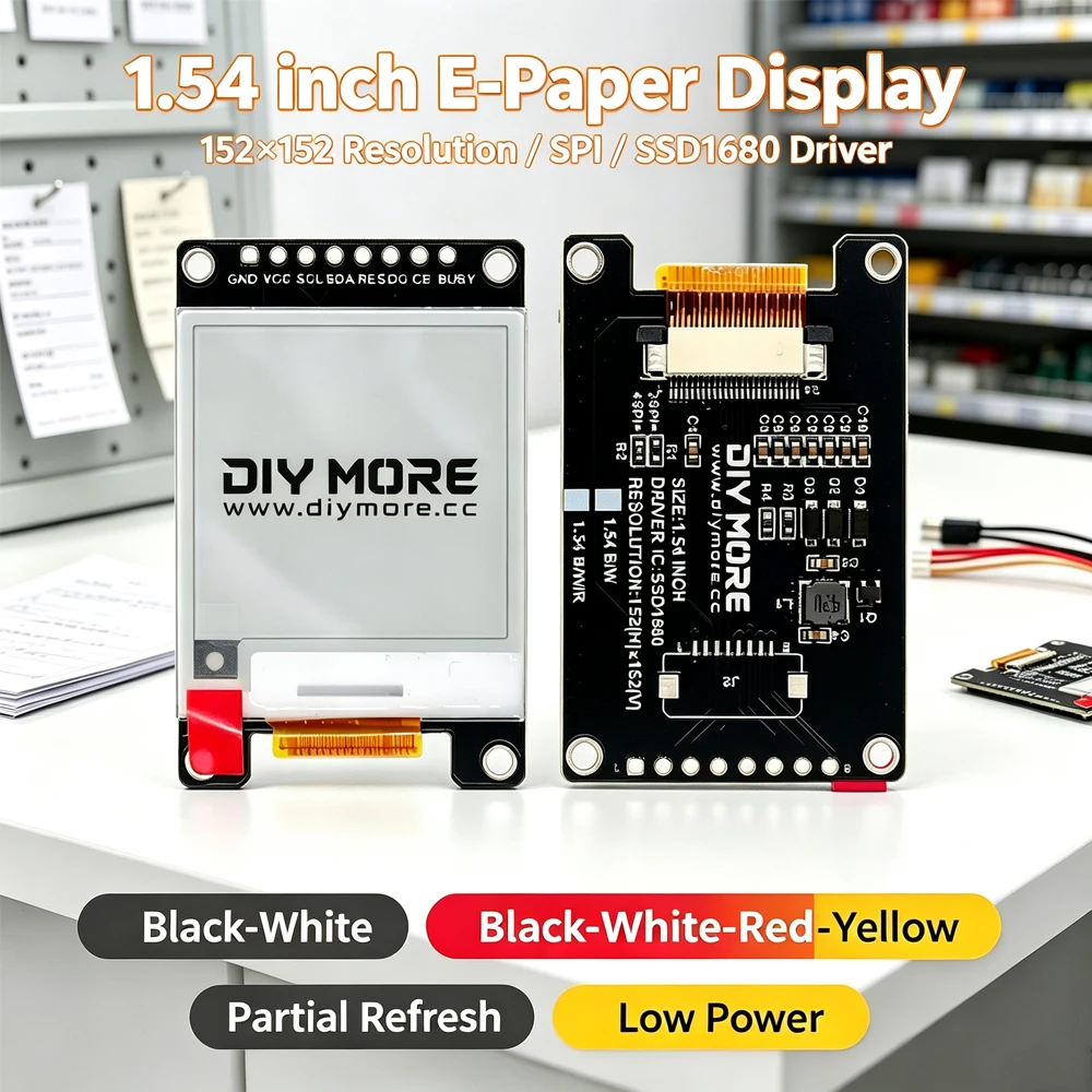 1.54 Inch E-Ink Display Ultra Low Power SPI Interface SSD1680 Driver Chip for Shelf Labels Smart Home Projects Black White Versi