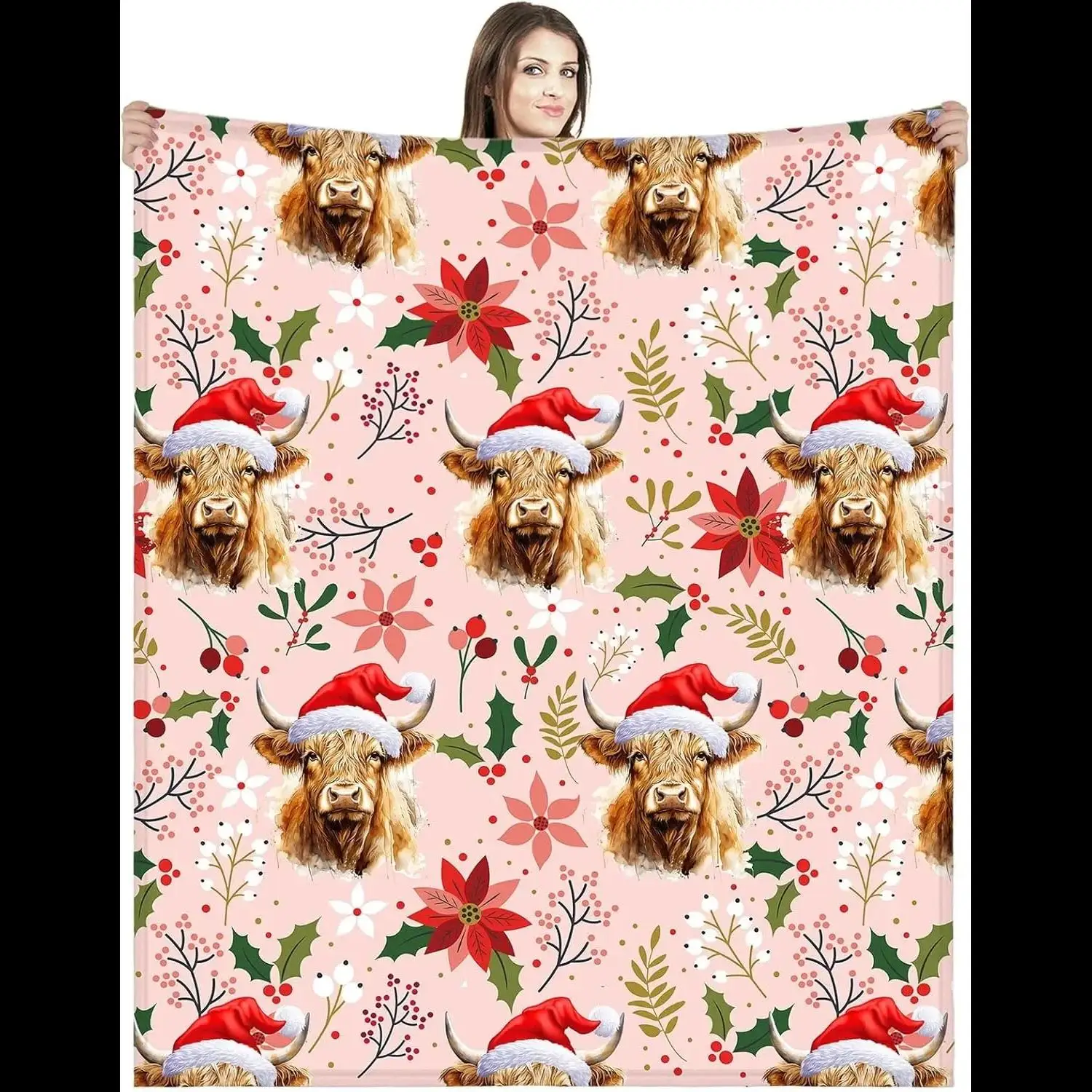 

Cozy Christmas Throw Blanket with Santa Snowman Design Warm Fuzzy Plush for Bed or Couch Perfect Winter Snowflake Holiday Decor