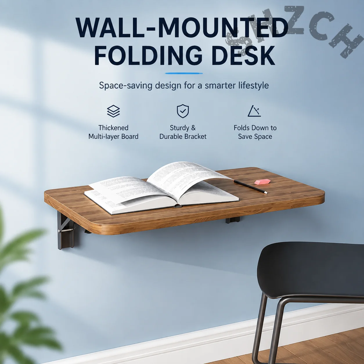 Space-Saving Wall-Mounted Folding Wooden Desk for Small Apartments and Home Offices