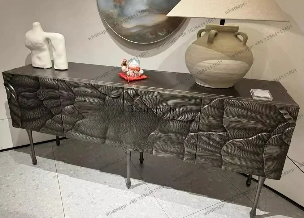 Customization French Light Luxury Solid Wood Entrance American Simple Wall Table Modern Decorative Cabinet