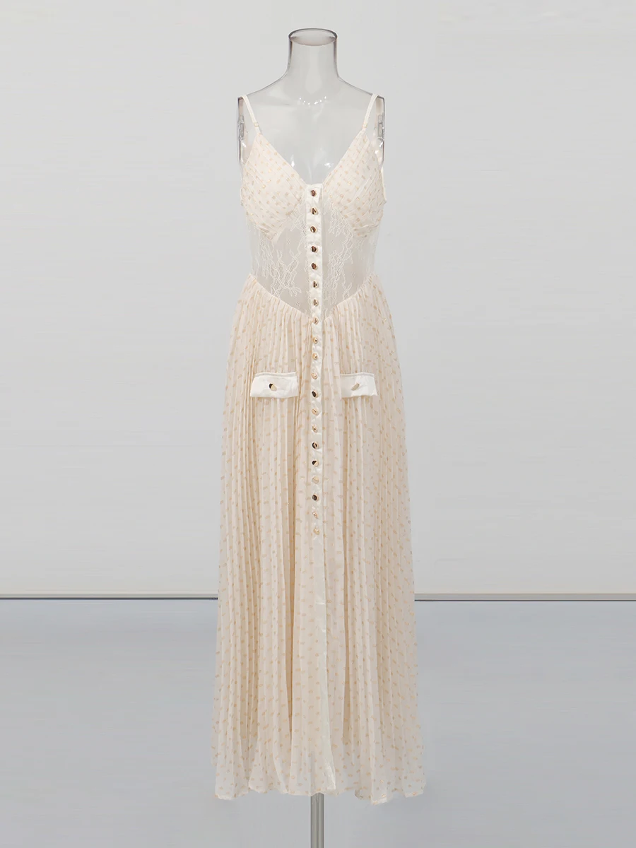 TWOTWINSTYLE Nero Impiombato Dot Dress Femminile Scollo A V Senza Maniche Sexy Dimagrante Abiti da Donna Moda Estate Stile Nuovo