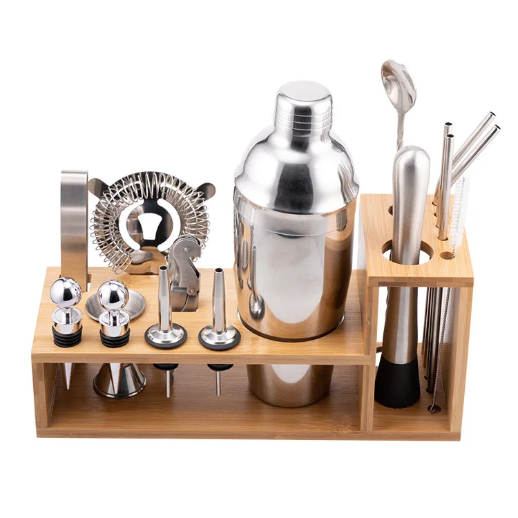 Cocktail shaker set barman accessories Shaker kit cocktail set mixer jigger muddler Pourer bar tools Wooden case 17pcs/set