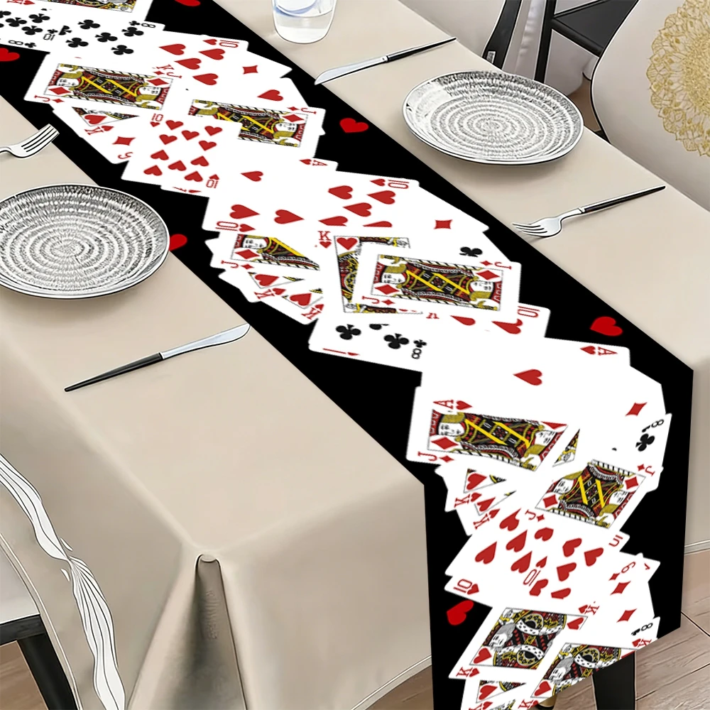 Poker Card Theme Table Runner Tablecover Poker Night Party Decoration Poker Card Birthday Party Supplies Home Dining Table Decor view 2