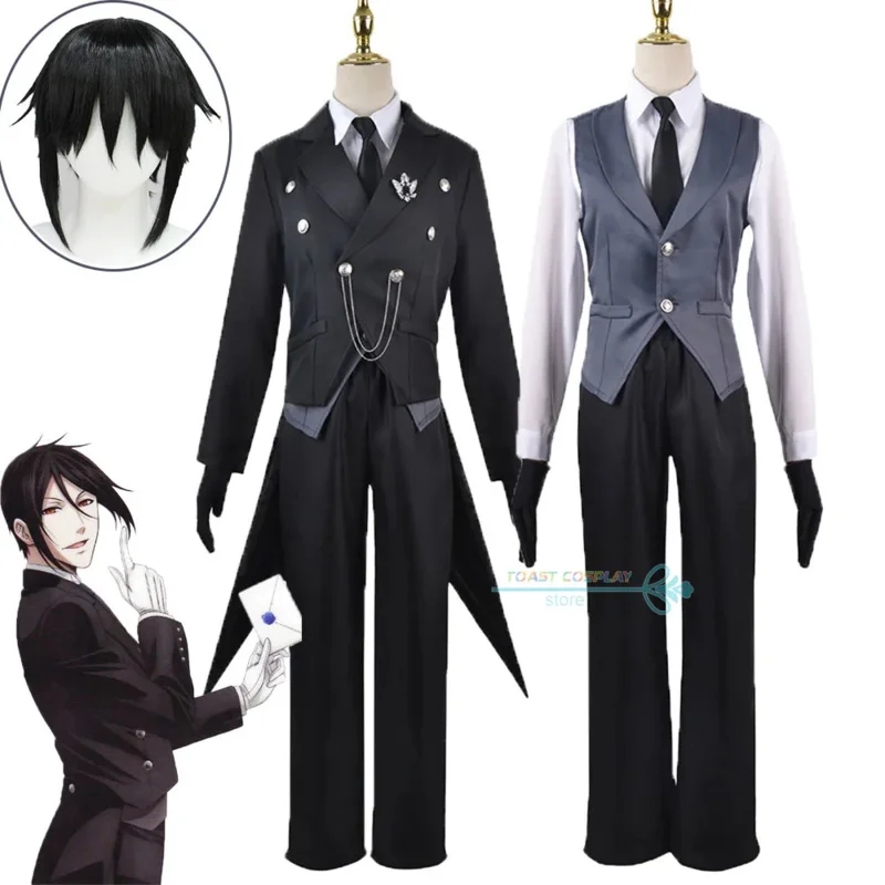WAT49 Аниме Черный дворецкий Косплей Себастьян Михаэлис Ролевой костюм Униформа Брошь Платье C Новый 2025л