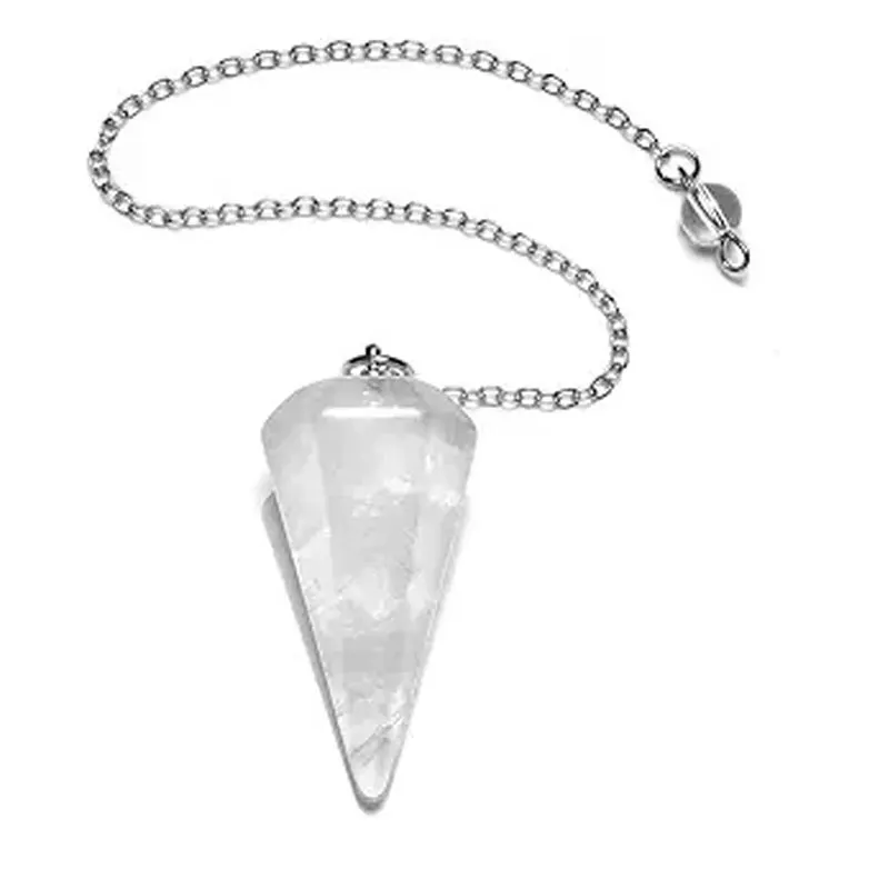 Natural Clear Crystal pendulo radiestesia natural para Adivinhação Reiki Ponto Facetado Gem Stone ametista Cura Limpar Quartz Dowsing pendulos de cristais radioestesia pedra natural pingente pingente de pedras naturais