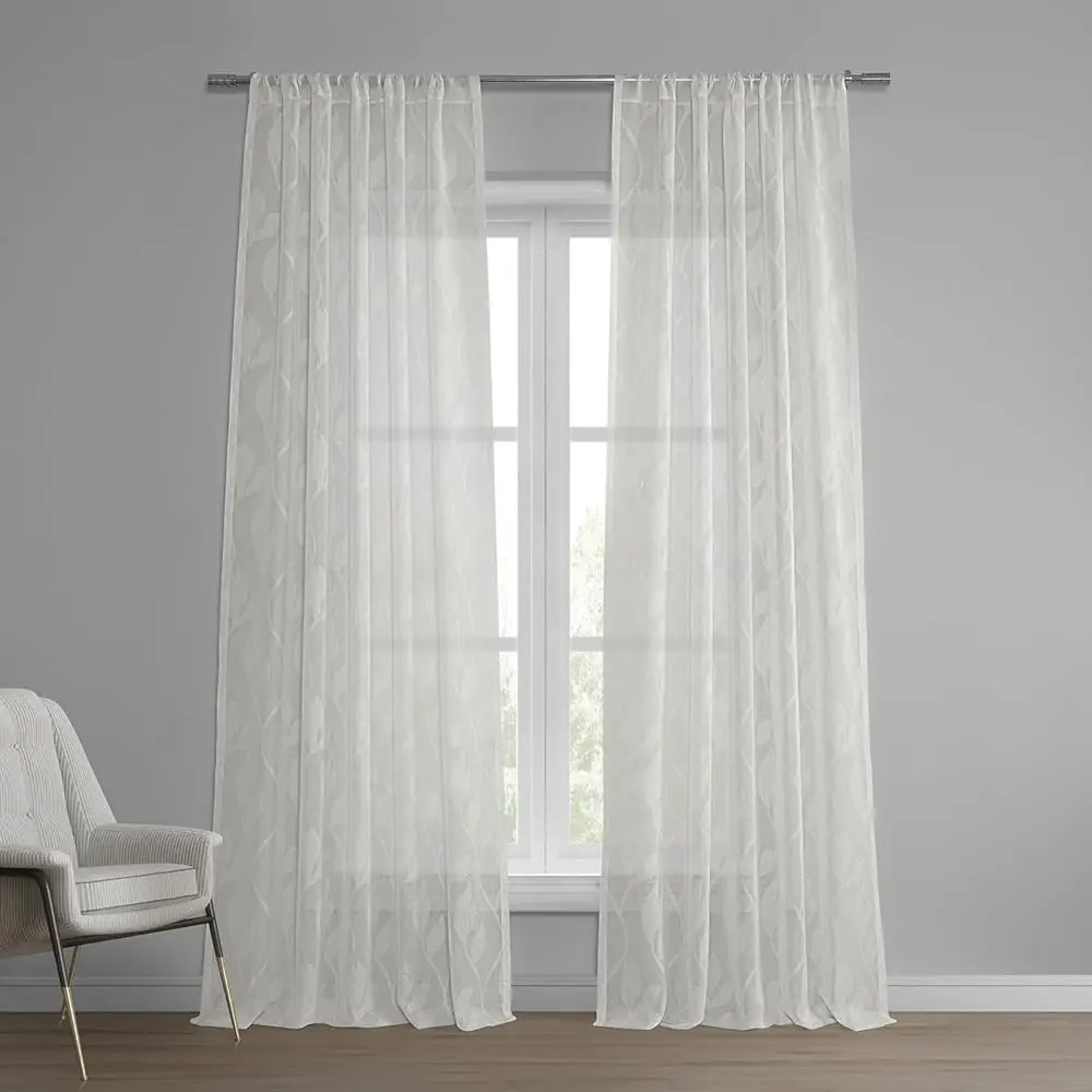 

Patterned Linen Sheer Ains For Living Room 50 X 96 (1 Panel), Rod Pocket Window Ains For Bedroom, Avignon Vine