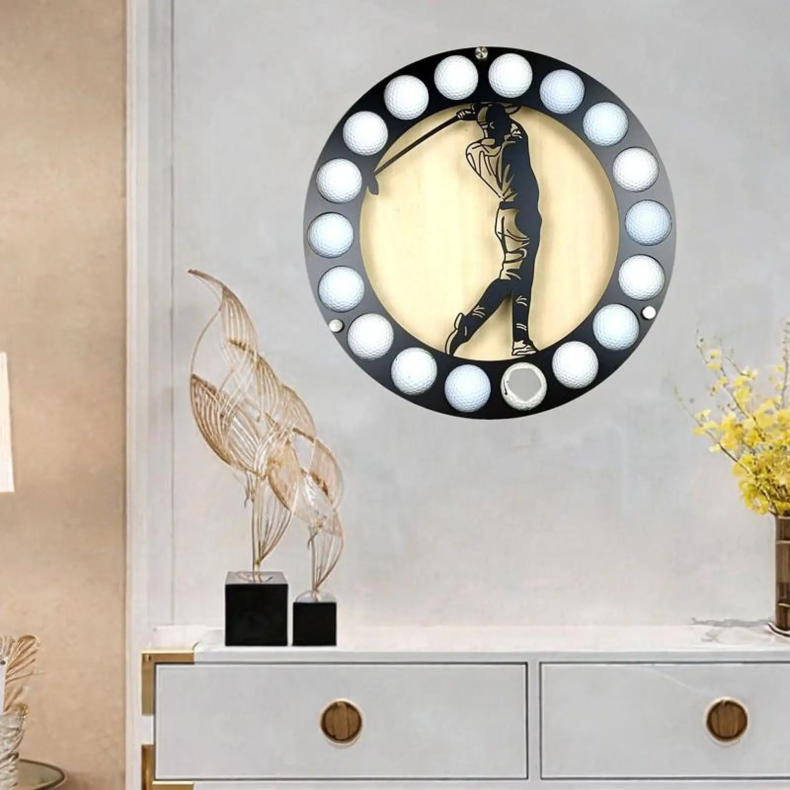Golf Ball Display Holder Creative Round Wall Art Hanging Decorative Golf
