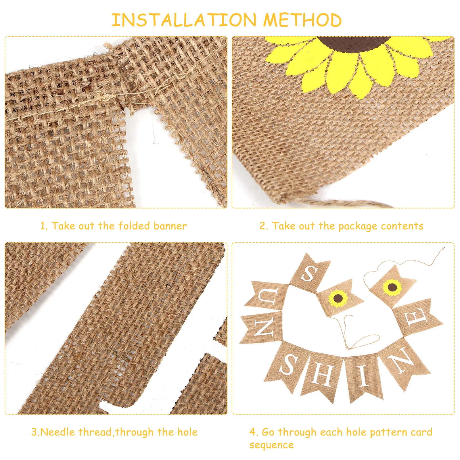 

Swallowtail Linen Banner Sunflower Printing Baby Shower Burlap Flag Birthday Garland Party Room Wall Hanging Decoration Bunting