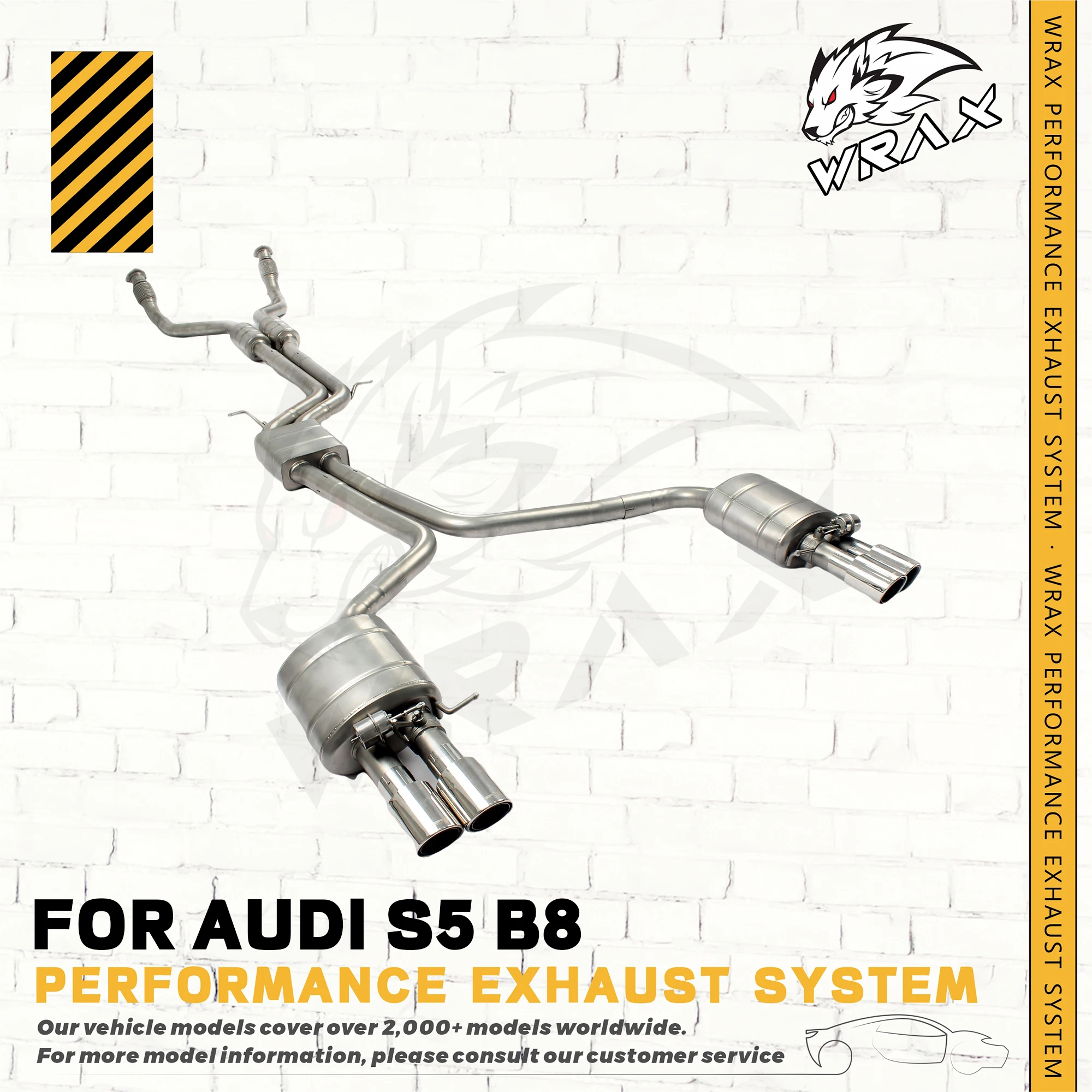 

WRAX SS 304 for AUDI S4 S5 B8 (with Valve Control Exhaust System) Auto Accessories Direct Fit Replacement Catback Exhaust Pipe