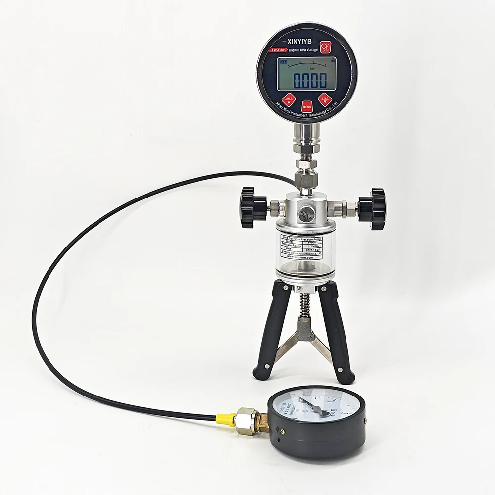 Portable Hydraulic Hand Pressure Tester Handheld 0~70MPa Hydraulic Pump Pressure Gauge Calibrator