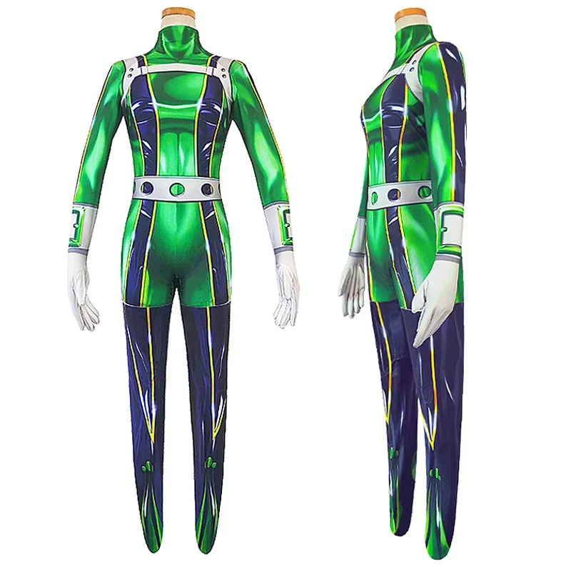 CyAcadem Froppy Tsuyu Asui pelucas de disfraz Cosplay traje Zentai de LICRA mujeres niñas monos Halloween niños y adultos